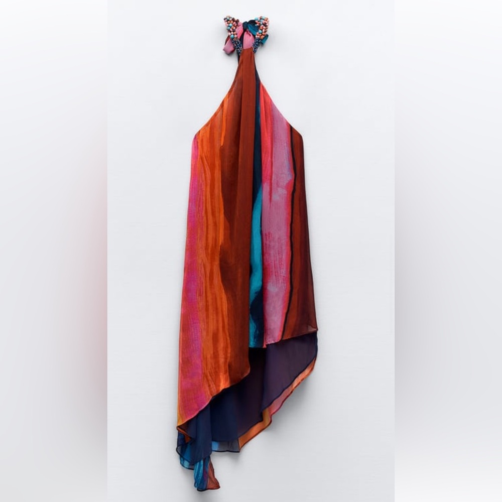 BEADED HALTER DRESS MULTICOLORED ZARA